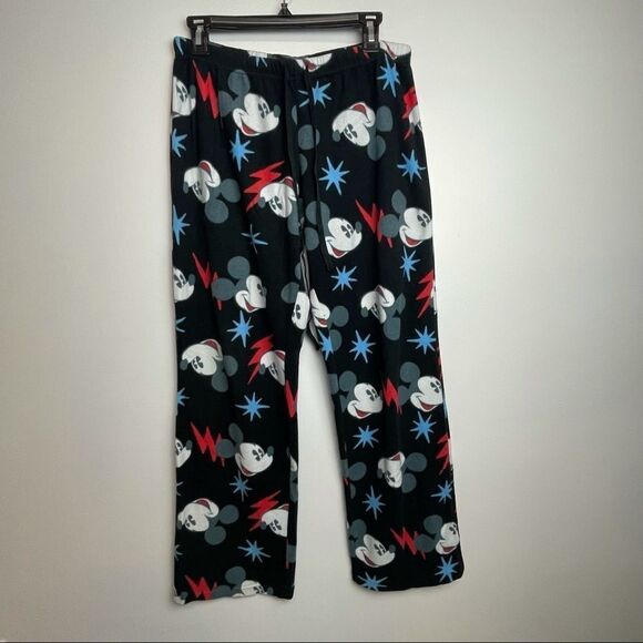 Disney Solid Black Mickey Mouse Graphic Pajama Pants Elastic Waist Band size L - Picture 4 of 10